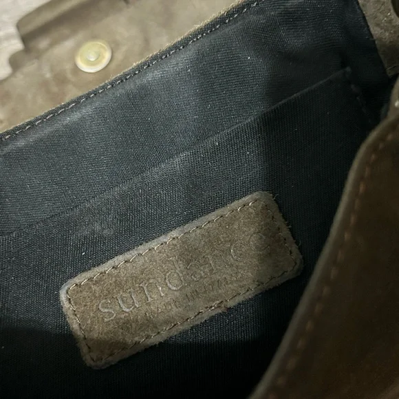 Sundance Grey Taupe Leather suede Crossbody Bag purse Made in Italy - Picture 7 of 9